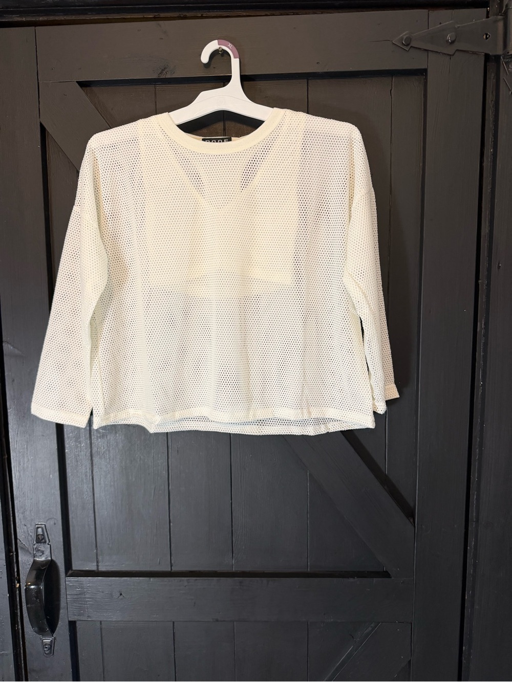 Poof! Ivory Mesh Long-Sleeve Crewneck Shirt